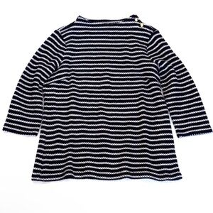 Talbots Women's Navy & White Striped Boatneck Knit Sweater 3/4 Sleeves M/P